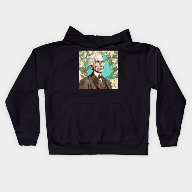 Bertrand Russell drawing Kids Hoodie by ComicsFactory